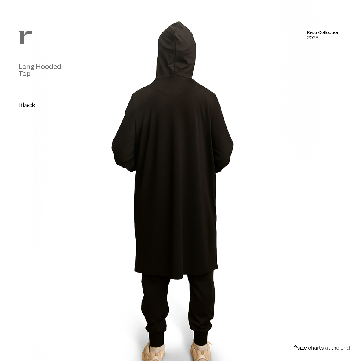 Riwa Long Hooded Top - Black