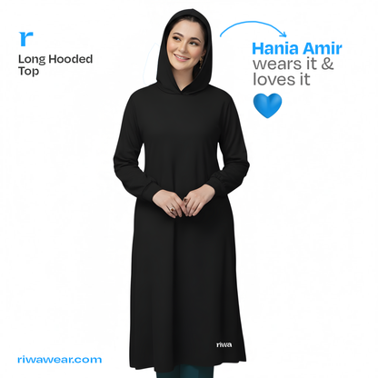Riwa Long Hooded Top - Black