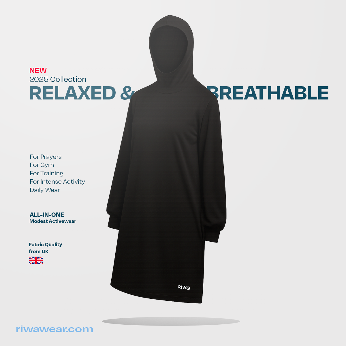 Riwa Long Hooded Top - Black