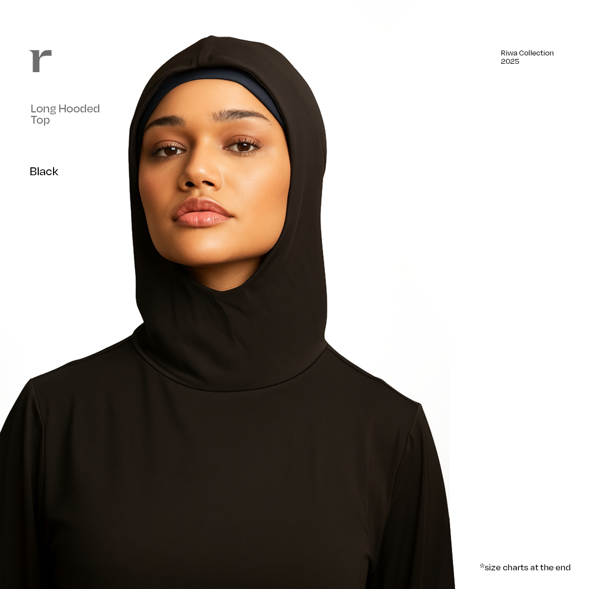Riwa Long Hooded Top - Black