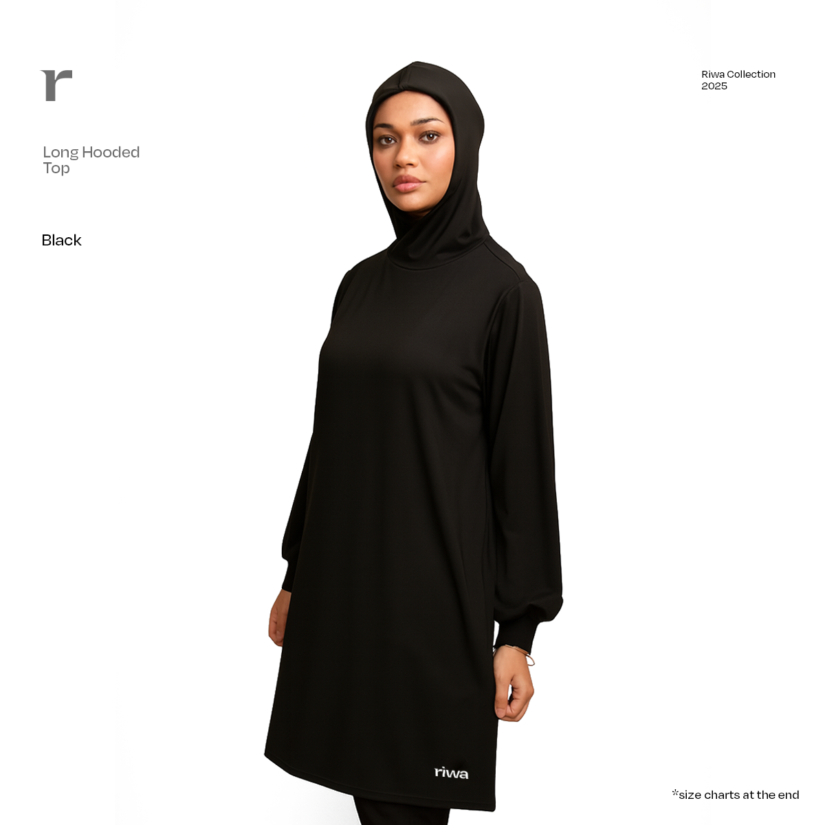 Riwa Long Hooded Top - Black